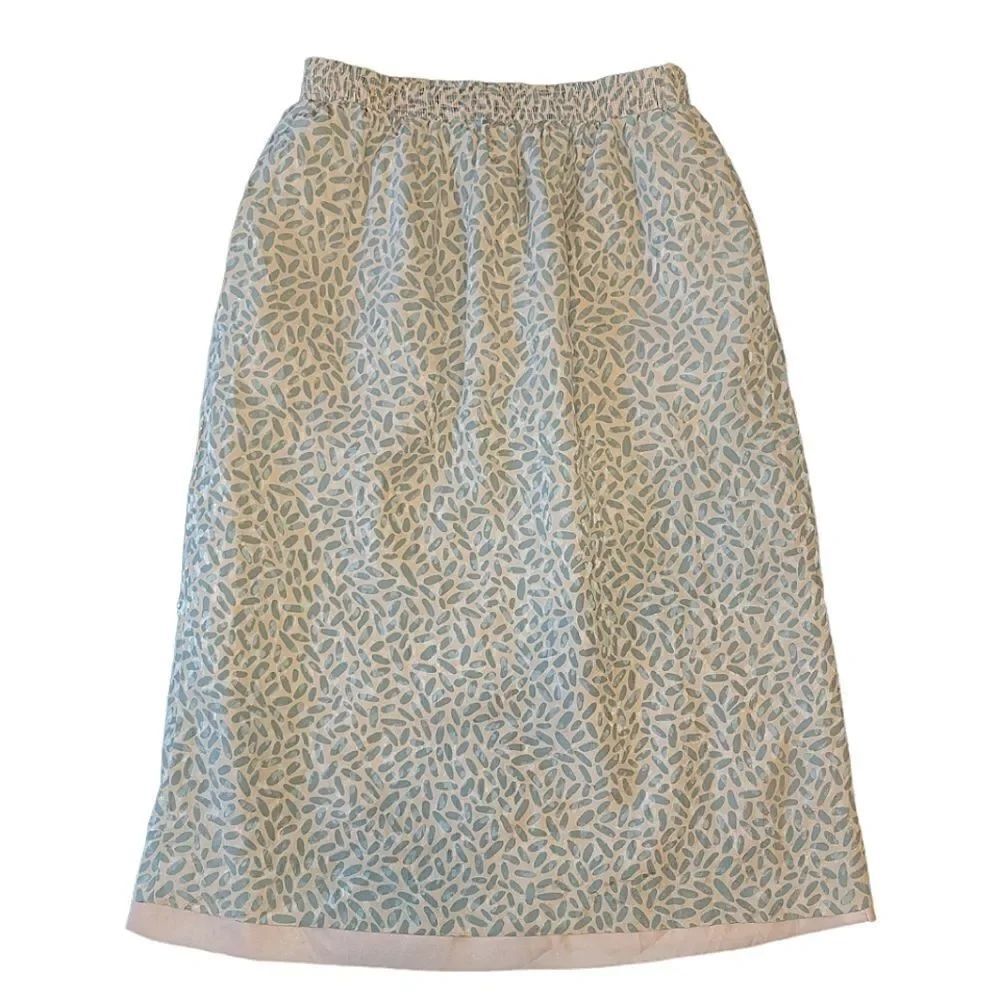 Ernst Strauss Vintage Union Made 70s 80s Silk Pink Grey Print Skirt 8